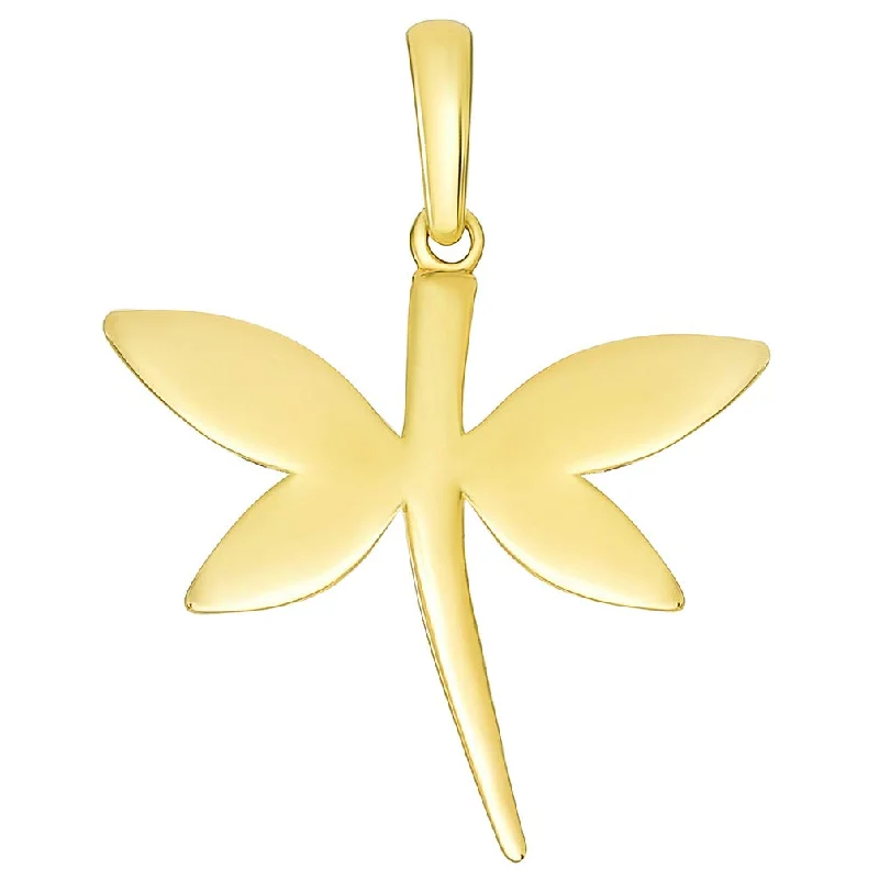 women anniversary necklaces -14k Yellow Gold Polished Silhouette Dragonfly Pendant