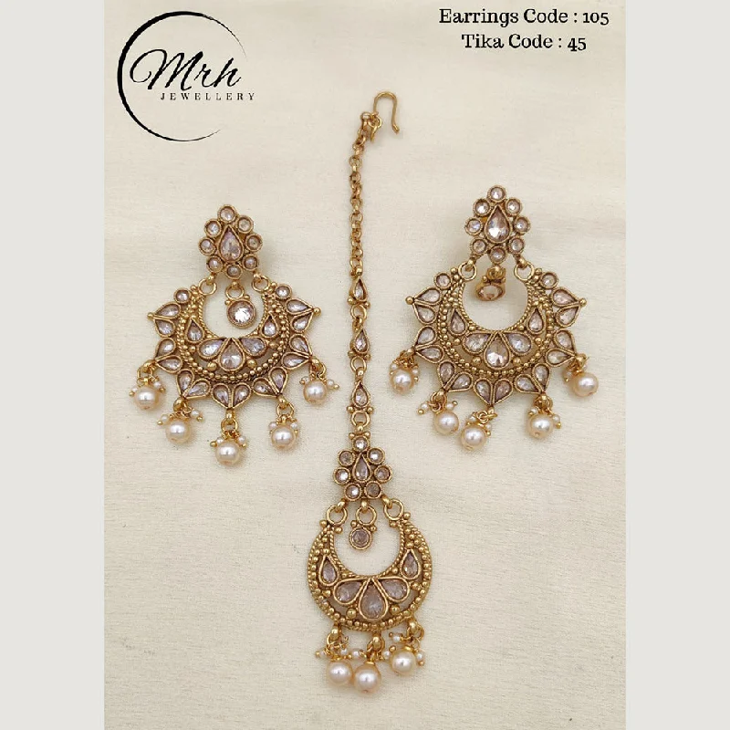 women engraved earrings -Jewel Addiction Copper Gold Plated Earrings With Mangtikka