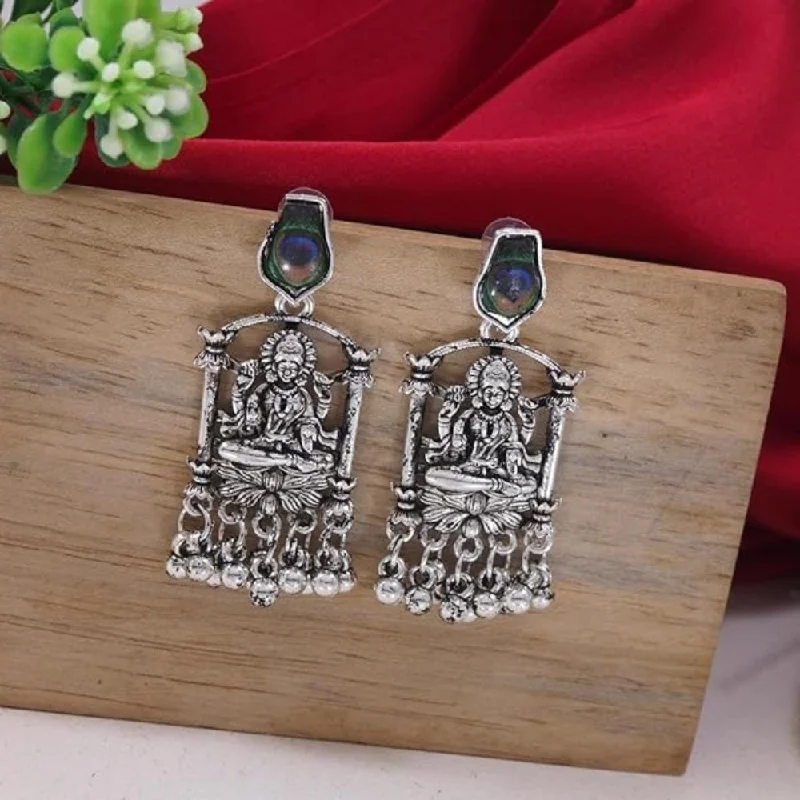 women hoop and stud earrings -Etnico Womens Navratri Ethnic Silver Oxidised Afghani Style Trending Earrings (Style-4)