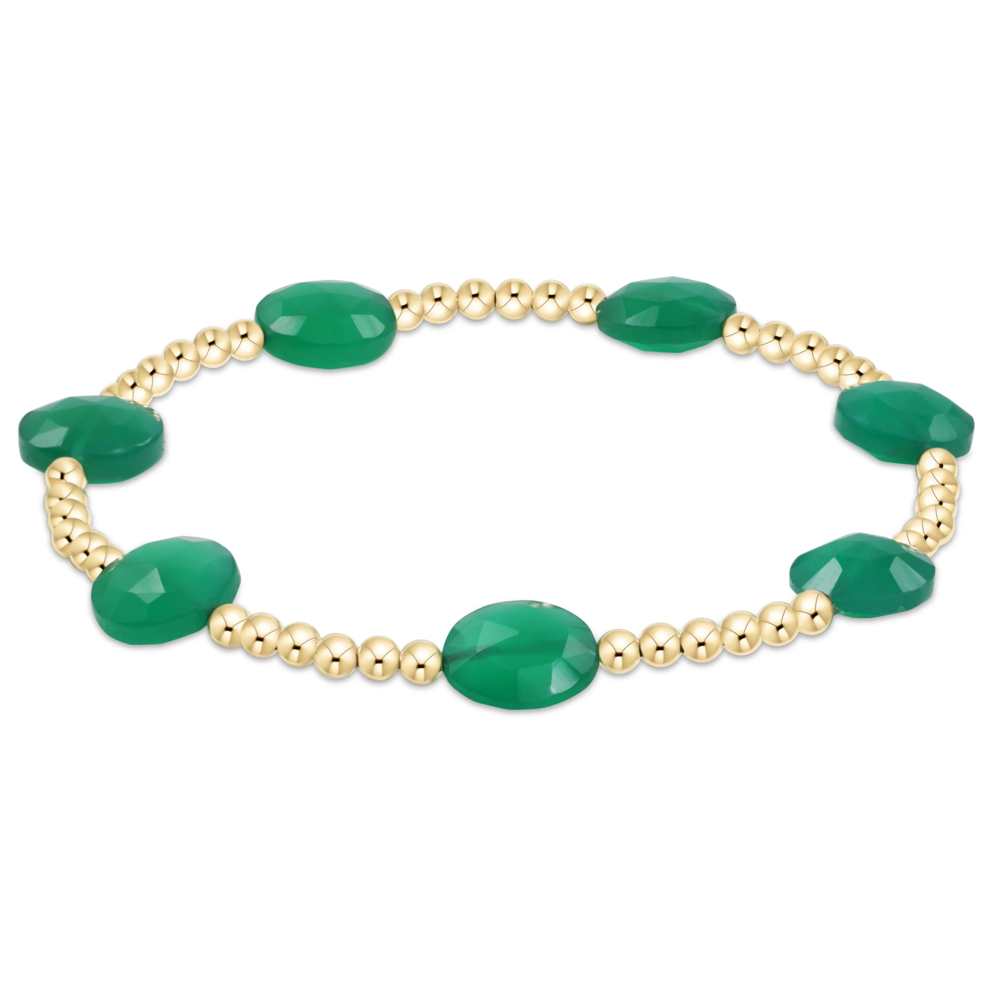 women adjustable charm bracelets -Admire Gold 3mm Bead Bracelet - Green Onyx