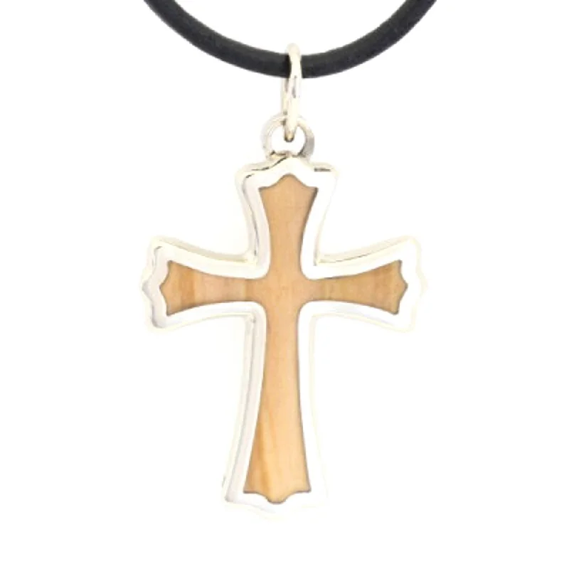 women custom necklaces -Solid Gold and Wood Custom Cross Pendant