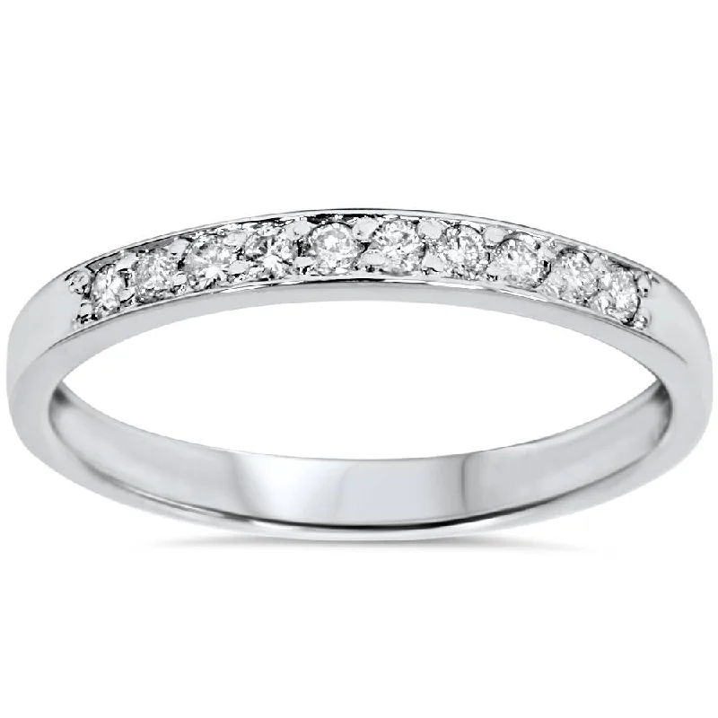 women stackable wedding engagement rings -1/4ct Diamond Stackable Wedding Ring 14K White Gold