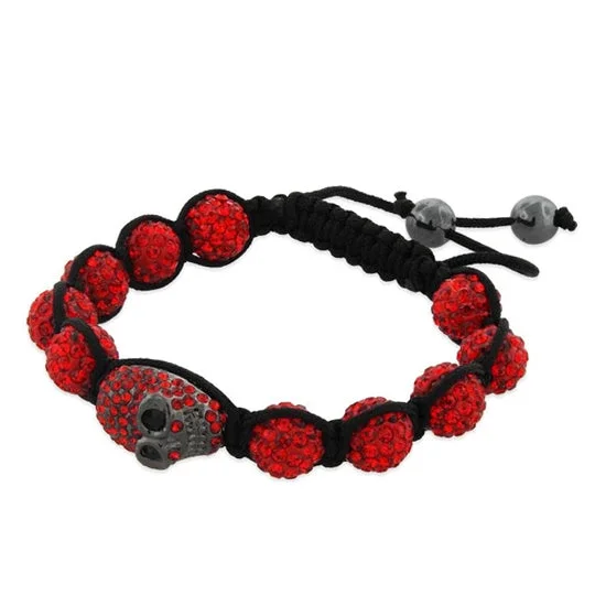 women bracelets -10MM Skull Red Rhinestone Bead Shamballa Bracelet