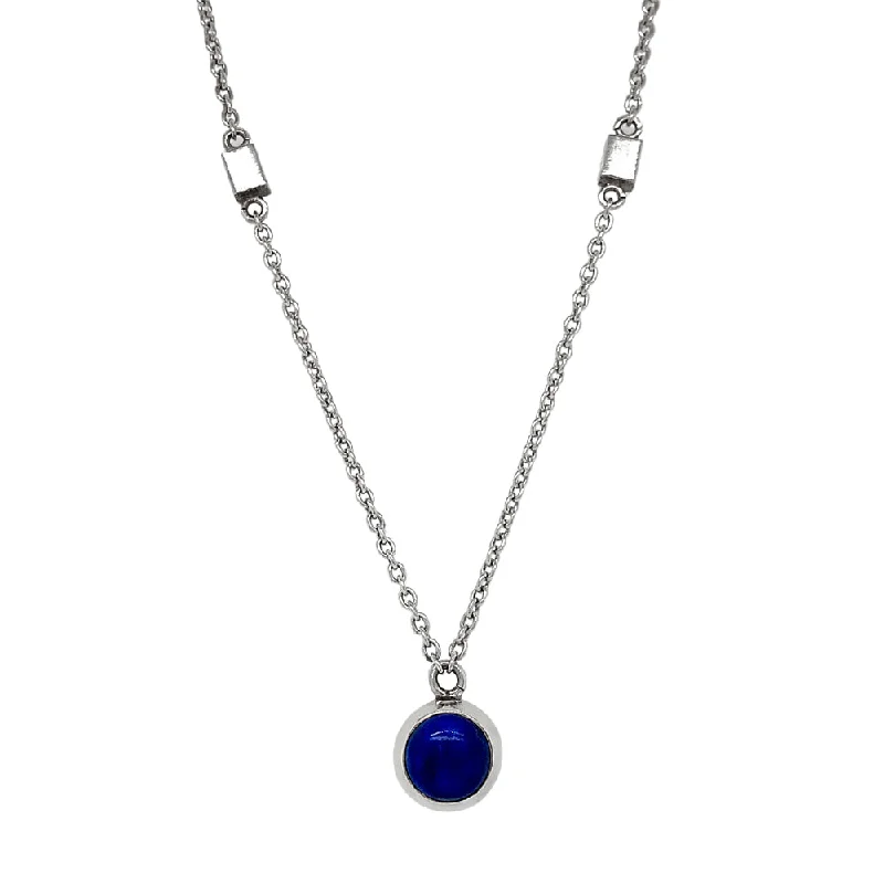 women fancy necklaces -Sterling Silver & Lapis Necklace - "Tidal Wave"