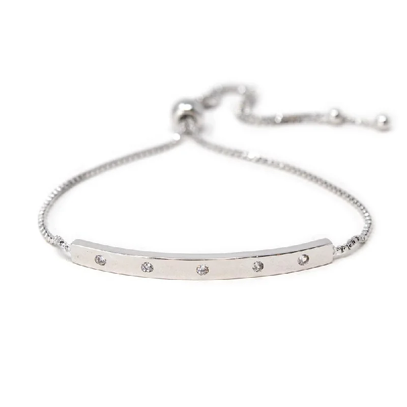 women classic bangles -Crystal Slide Bracelet Silver Tone