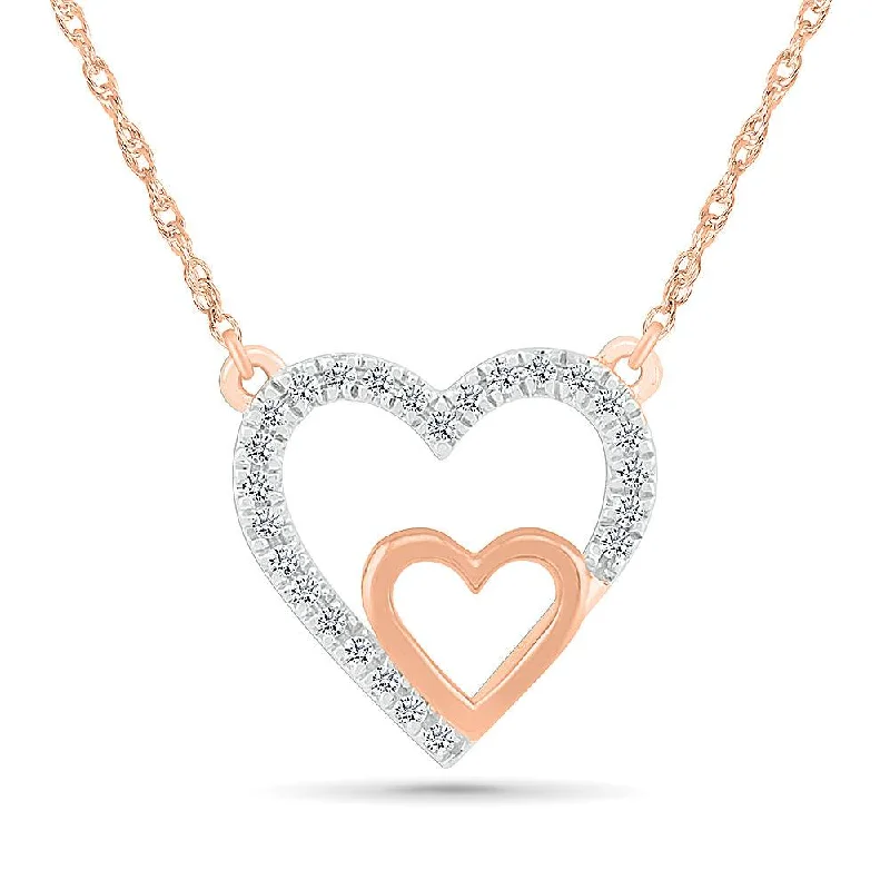 women gemstone drop necklaces -Two Hearts Diamond Pendant Necklace