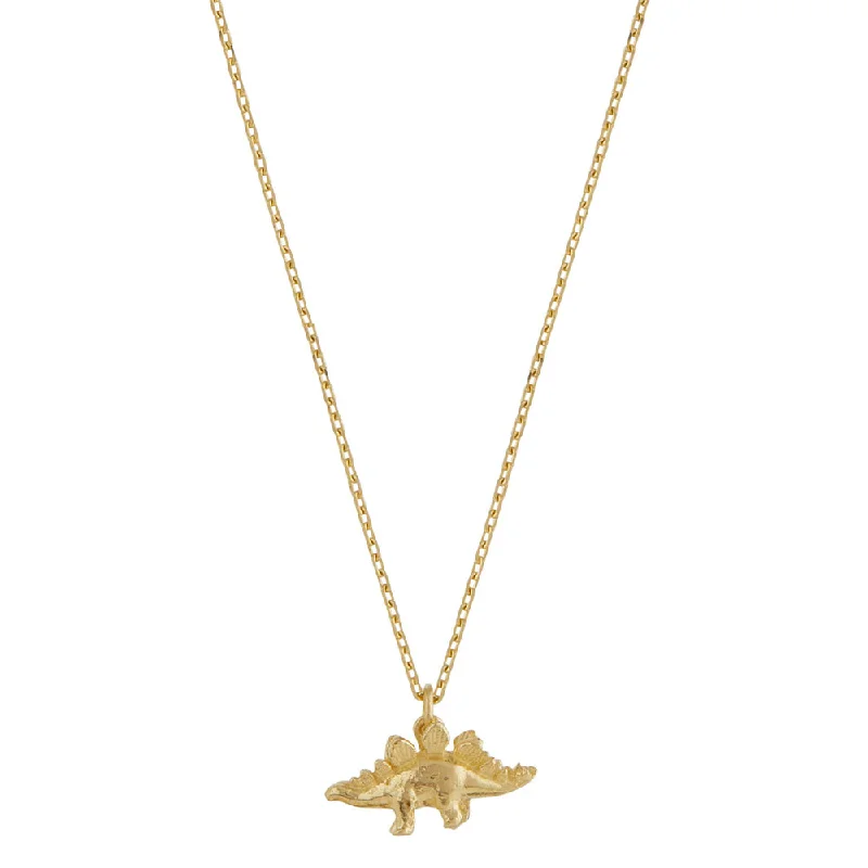 women adjustable necklaces -18K Yellow Gold Dinosaur Necklace - "Teeny Tiny Stegosaurus"