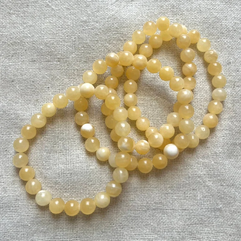 women rose gold bracelets -Yellow Jade 8mm Beaded Bracelet - Luck