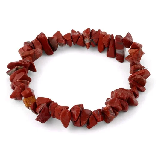 women bangle stack bracelets -Chips Red Jasper Elastic Bracelet