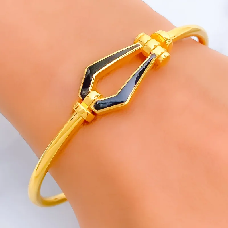 women beaded bracelets -Colorful Stately 21k Gold Bangle Bracelet