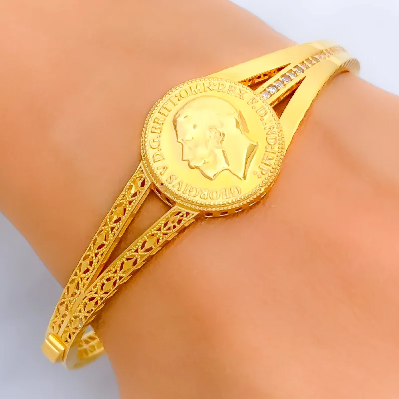 women fashion bangles -Palatial Radiant 21k Statement Bangle Bracelet