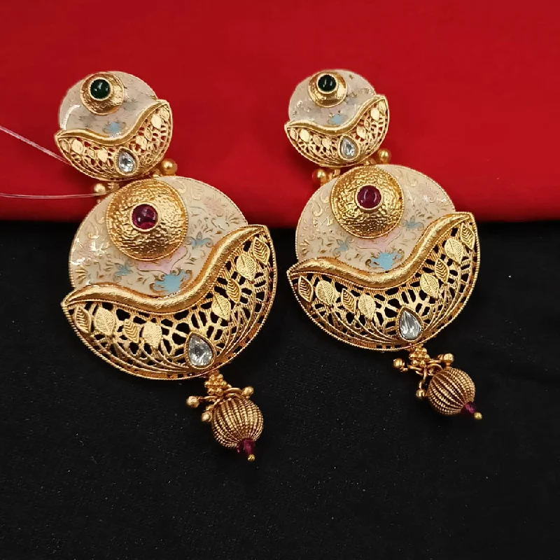 women personalized stud earrings -Padmawati Bangles Gold Plated Kundan Stone And Meenakari Dangler Earrings