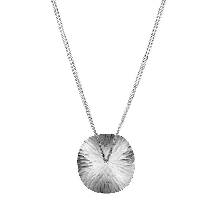 women round pendant necklaces -Textured Sterling Silver Pendant Necklace - "Oasis Medallion"