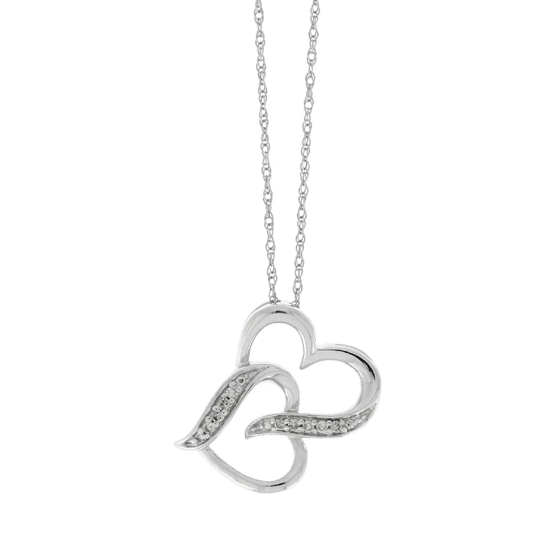 women trendy gold necklaces -Dual Heart Diamond Necklace