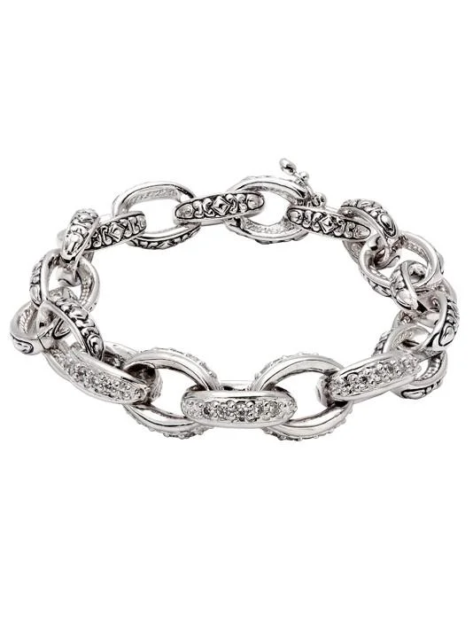 women chunky bracelets -Oval Link Collection Pavé Bracelet