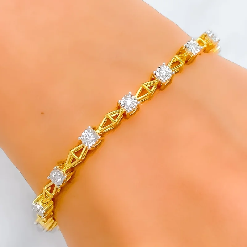 women silver cuff bracelets -Classic Diamond + 18k Gold Bracelet